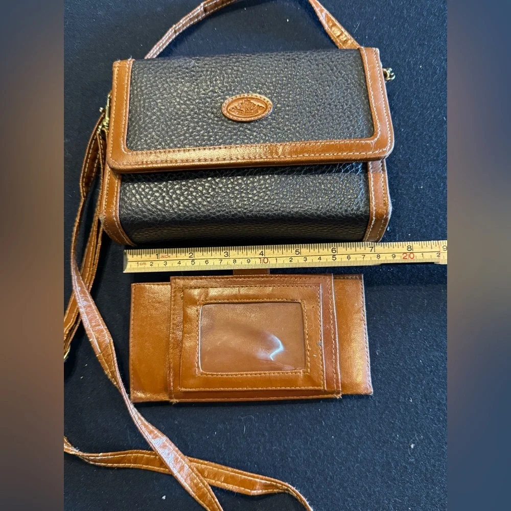 Vintage Blue and Tan Pebblesd Leather Crossbody Bag - Picture 3 of 15